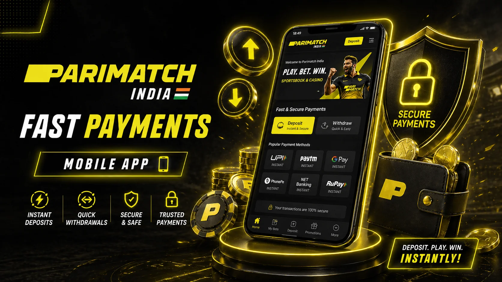 Parimatch India Deposit Methods — UPI PhonePe PayTM